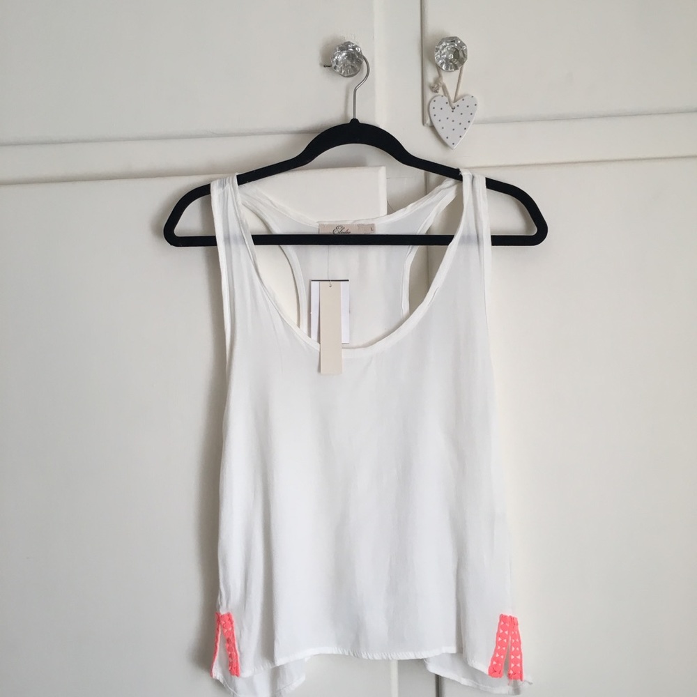 Elodie White Tank Crop Top NWT Large